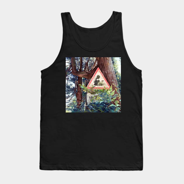 Caution: Train Crossing Tank Top by Funrin